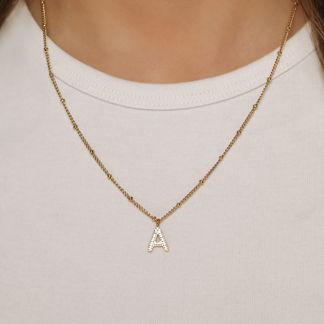Buchstaben Kette Damen Geschenk gold