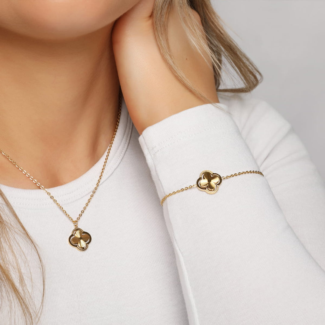 Double Clover Armband | 18K vergoldet