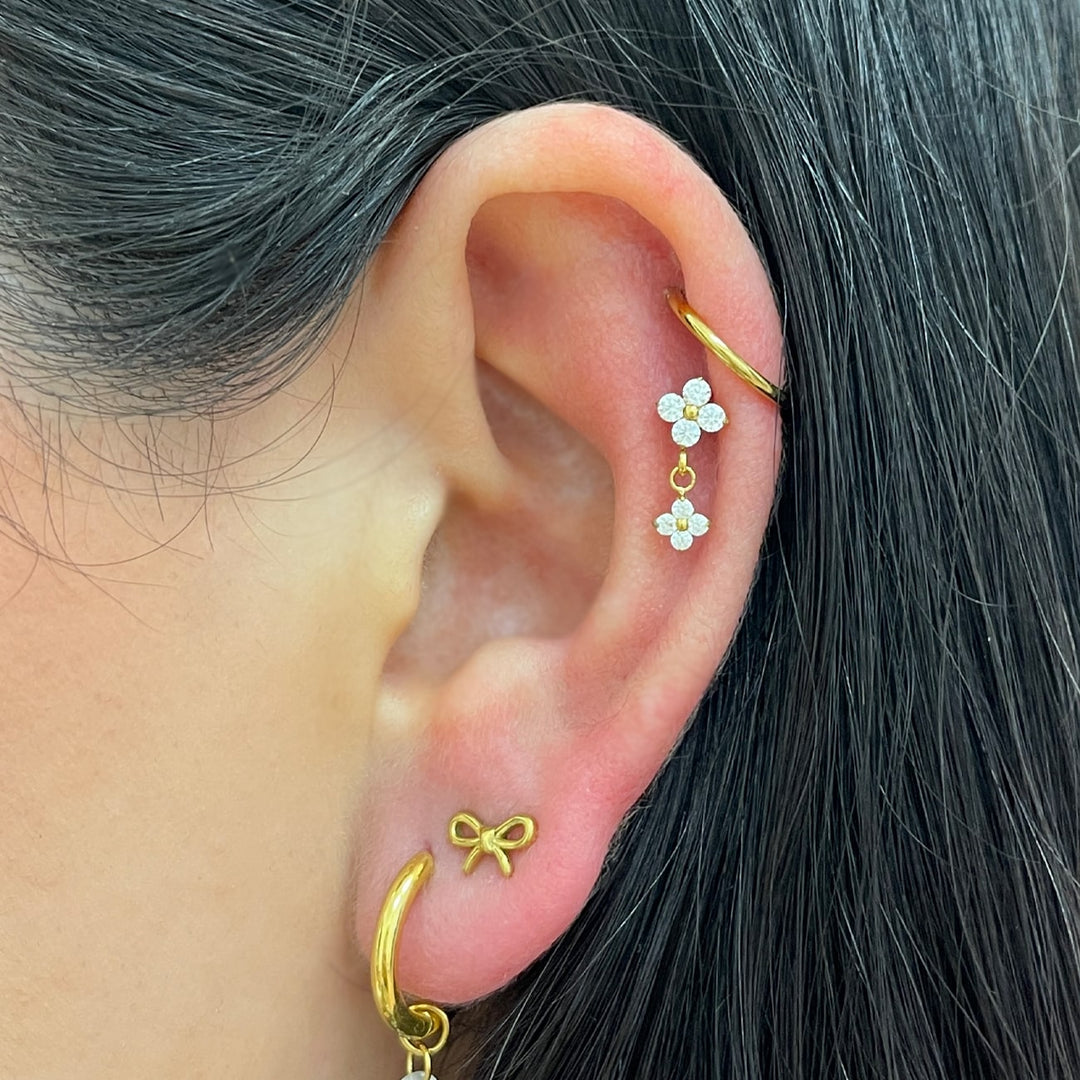 Piercing Ohrstecker Helix vergoldet Conch Titan