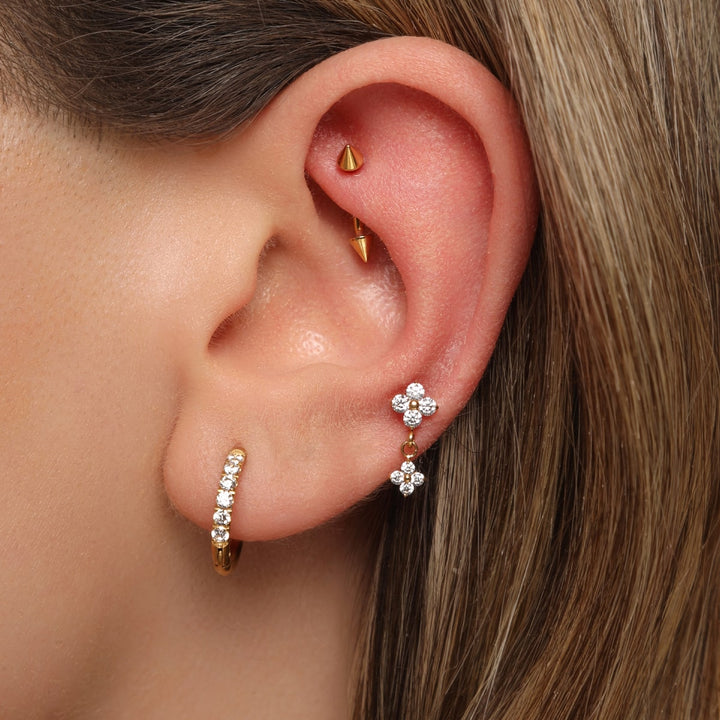 Blumen Piercing mit Anhänger vergoldet Helix Lobe
