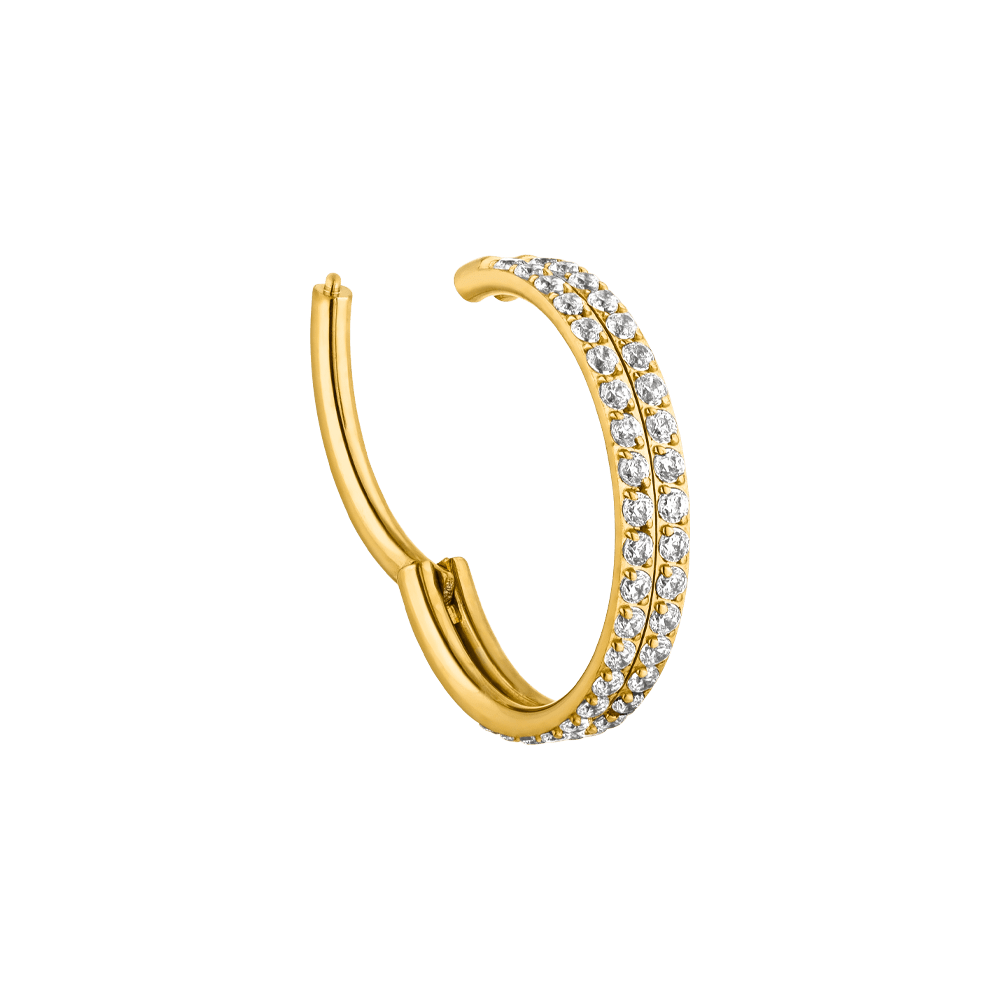 Doppeltes Clicker Piercing Titan wasserfest 18K vergoldet