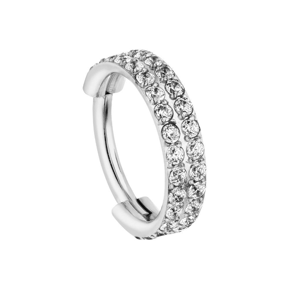 Titan Piercing Glitzer Steine Silber wasserfest doppelter Clicker