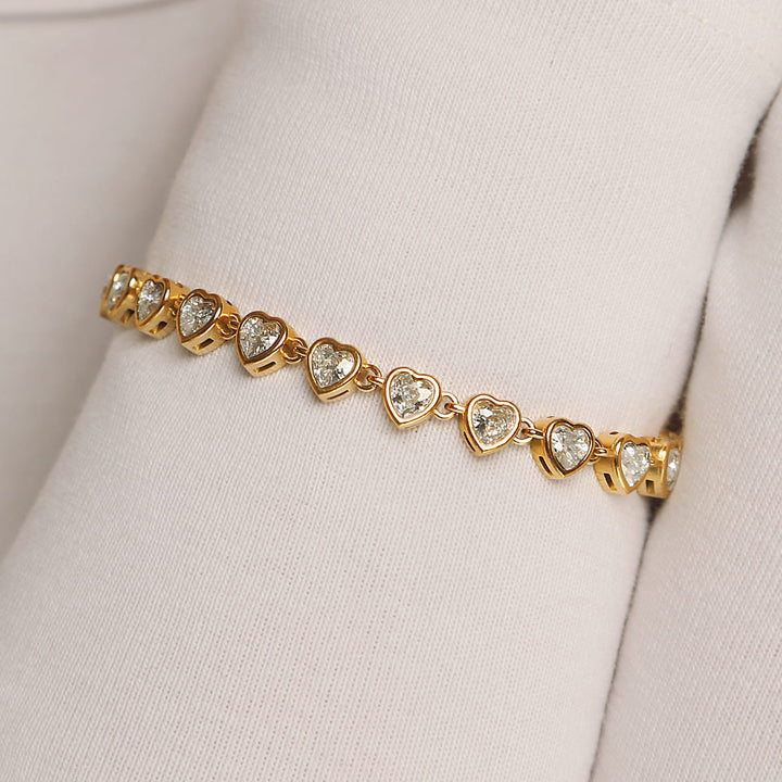 Armband mit Herzen Gold Edelstahl Zirkonia Steine