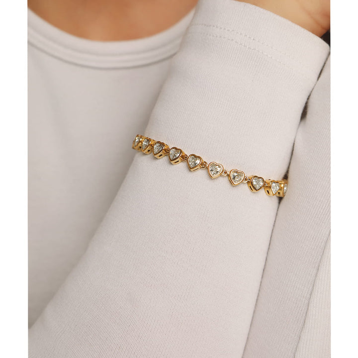 Herz Armband 18K vergoldet Edelstahl wasserfest Glitzer Steine