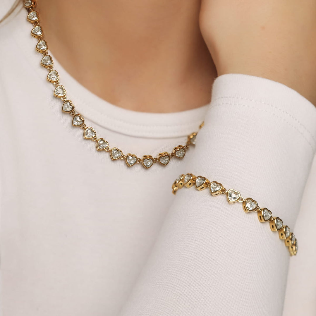 Glitzer Armband Damen Herzchen Zirkonia Herzen