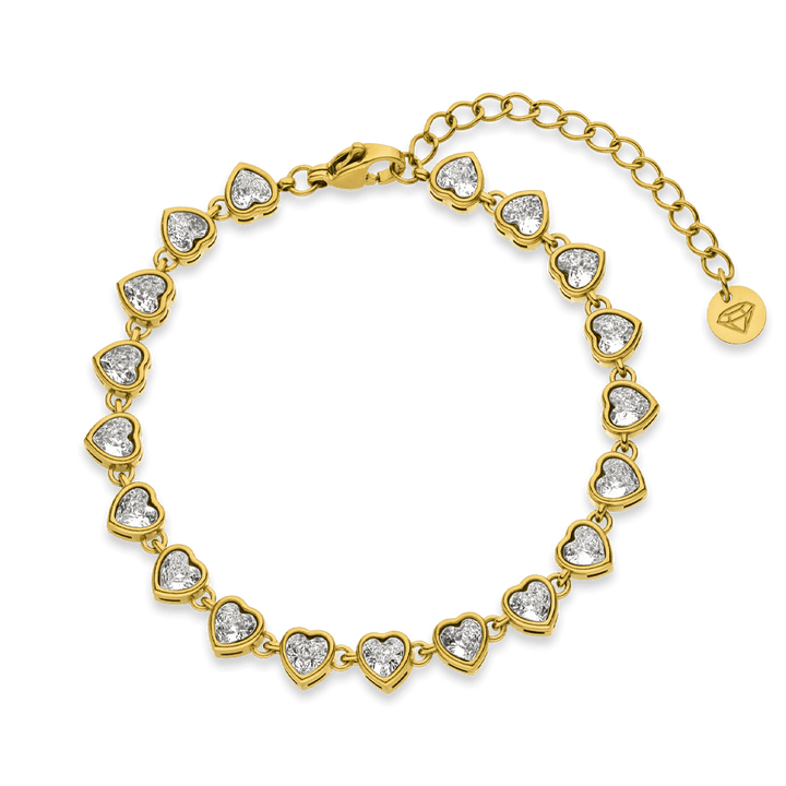Herz Armband Edelstahl 18K vergoldet wasserfest Steine
