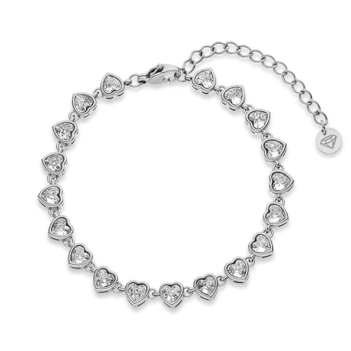 Herz Armband Silber Edelstahl wasserfest Zirkonia Steine