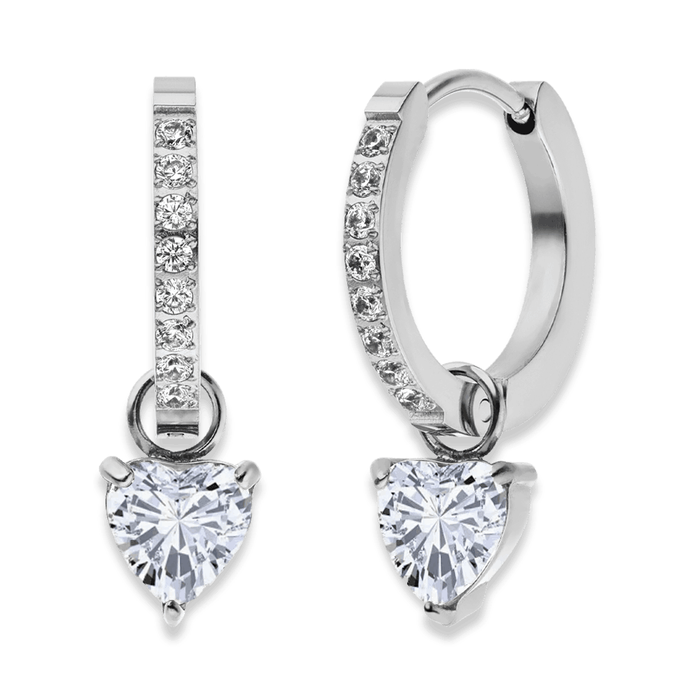 Herz Ohrringe Kreolen Silber Chirurgenstahl Strass Steinchen