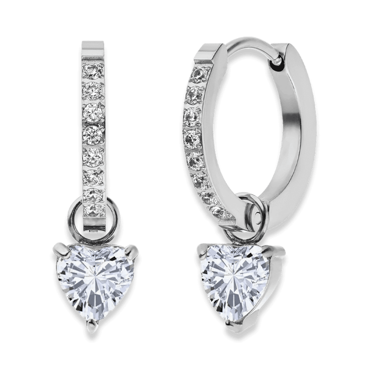 Herz Ohrringe Kreolen Silber Chirurgenstahl Strass Steinchen