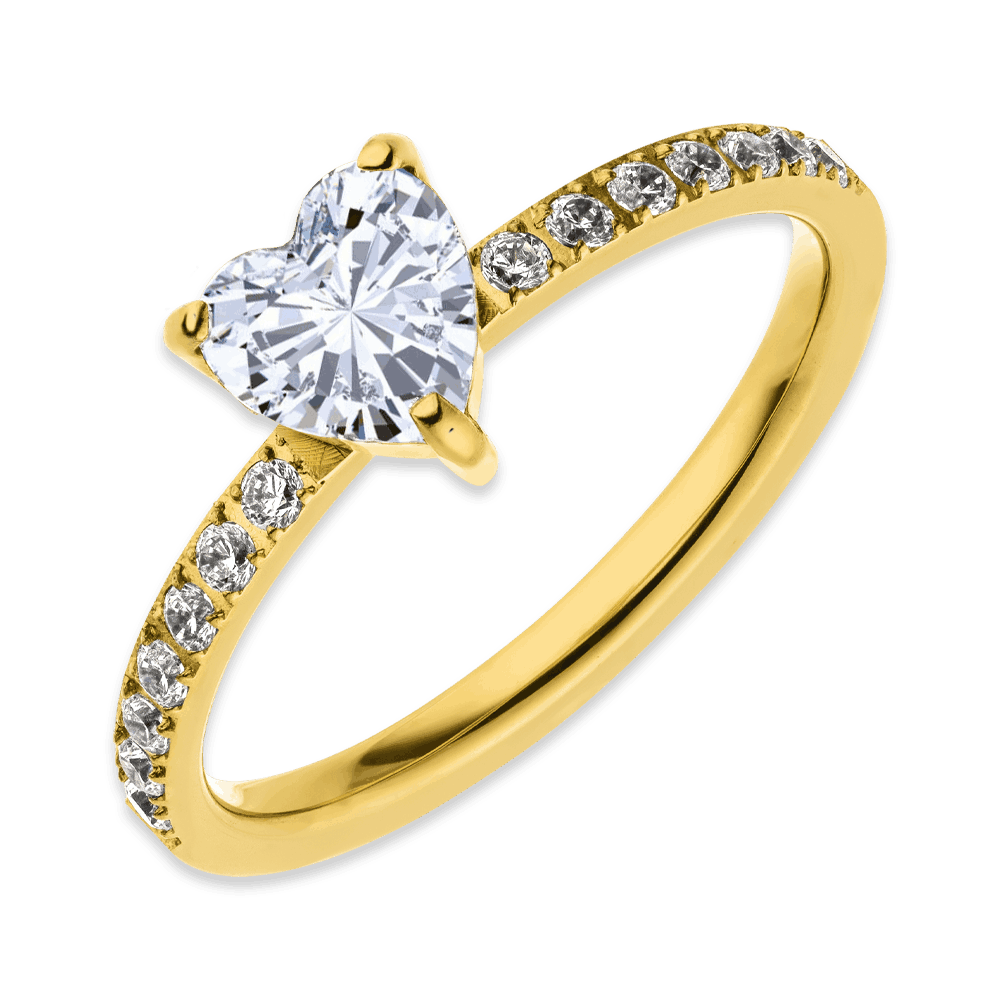 Herz Ring mit Stein gold Edelstahl wasserfest vergoldet