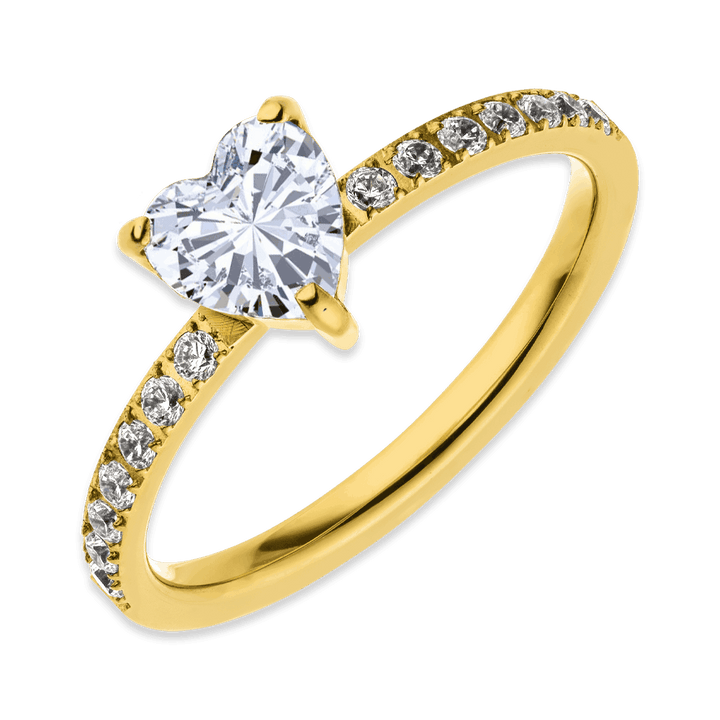 Herz Ring mit Stein gold Edelstahl wasserfest vergoldet