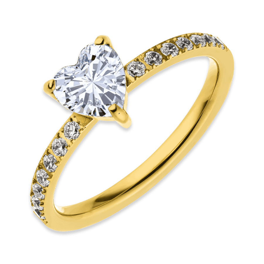 Herz Ring mit Stein gold Edelstahl wasserfest vergoldet