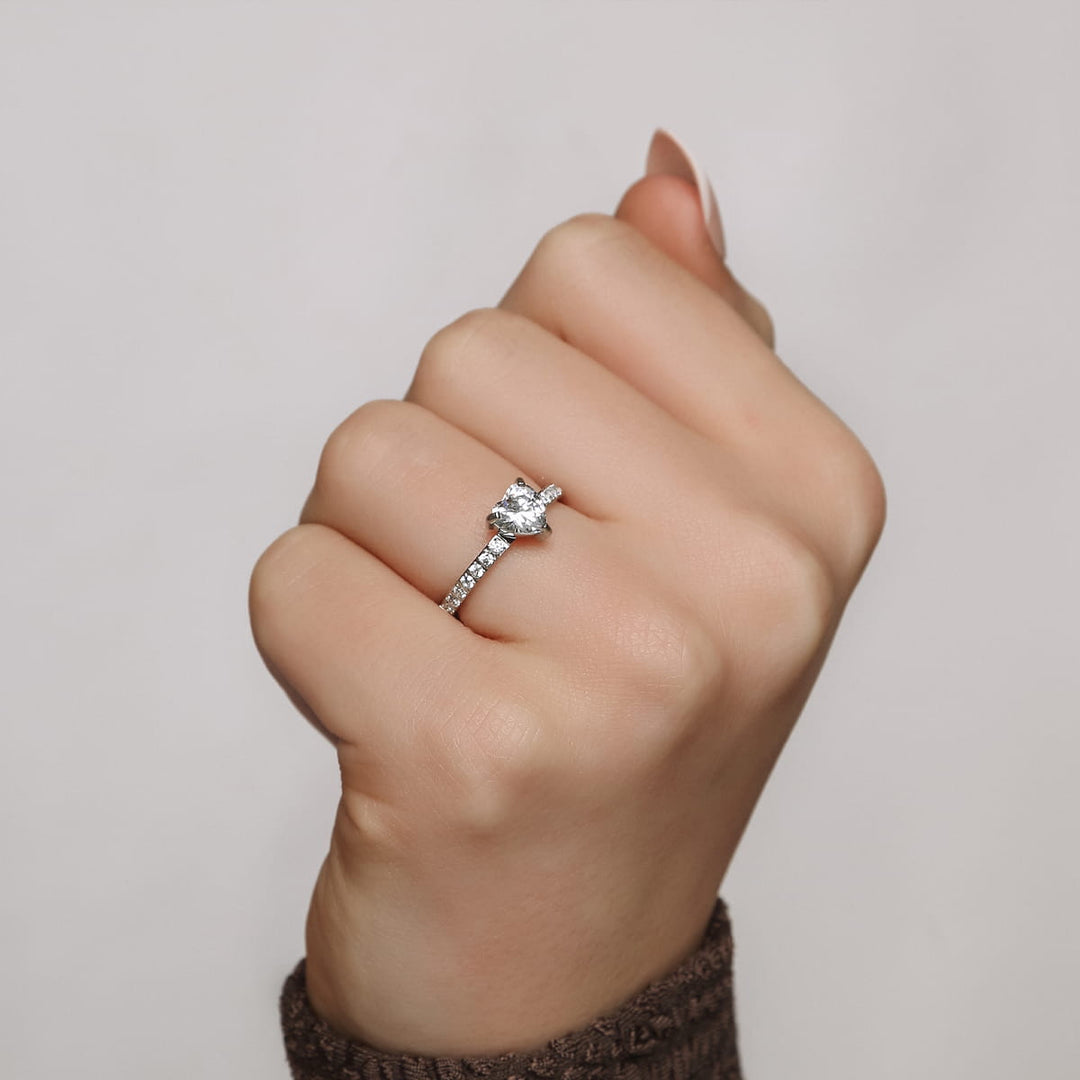 Herz Ring Silber Edelstahl Zirkonia Steine wasserfest