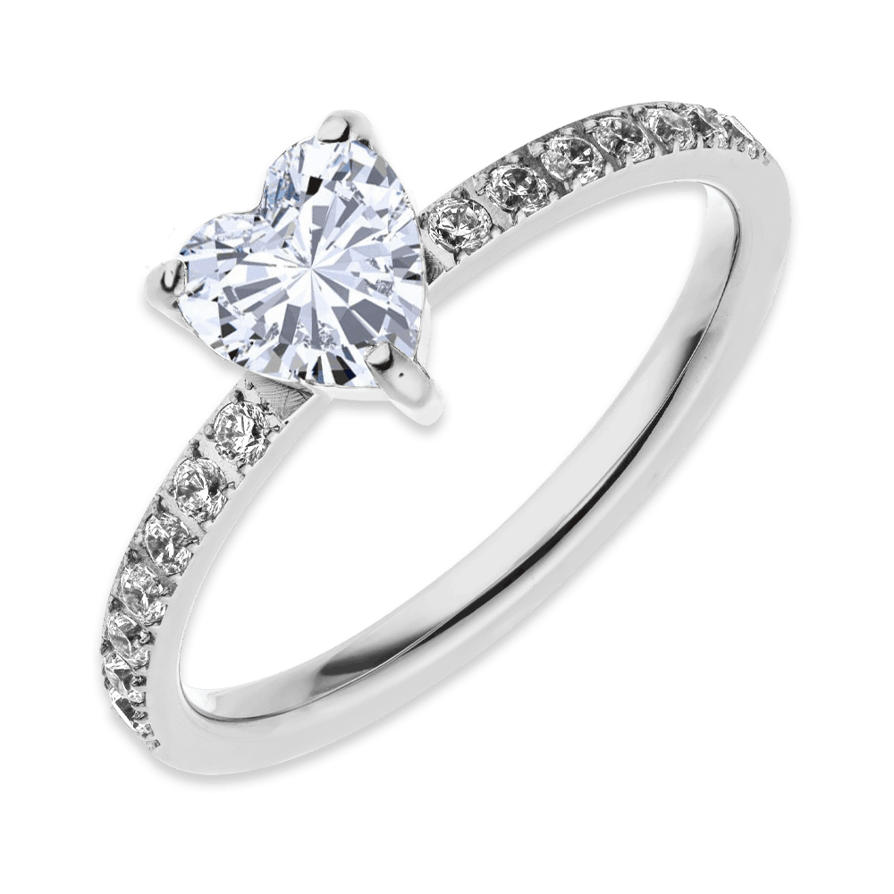 Herz Ring Silber mit Herz Zirkonia Steine wasserfest