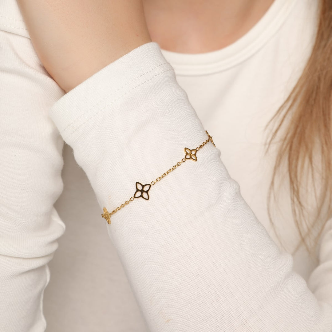 Blumen Armband wasserfest 18K vergoldet Edelstahl