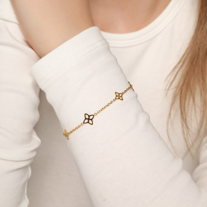 Blumen Armband wasserfest 18K vergoldet Edelstahl