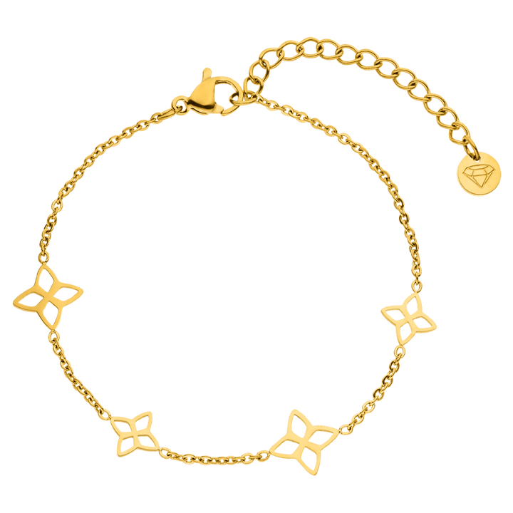 Blumen Muster Armband wasserfest 18K vergoldet Edelstahl