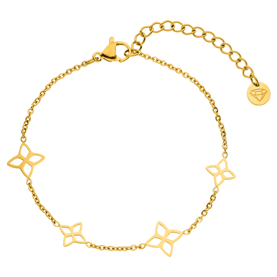 Blumen Muster Armband wasserfest 18K vergoldet Edelstahl