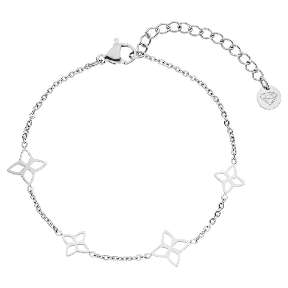 Blumen Muster Armband Silber wasserfest Edelstahl