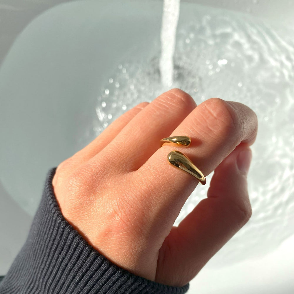 Wasserfester Ring vergoldet Edelstahl schlicht dezent