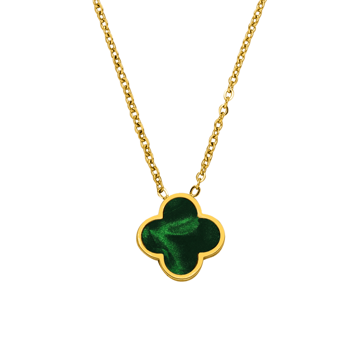 Clover Kette Grün 18K vergoldet Kleeblatt wasserfest Edelstahl