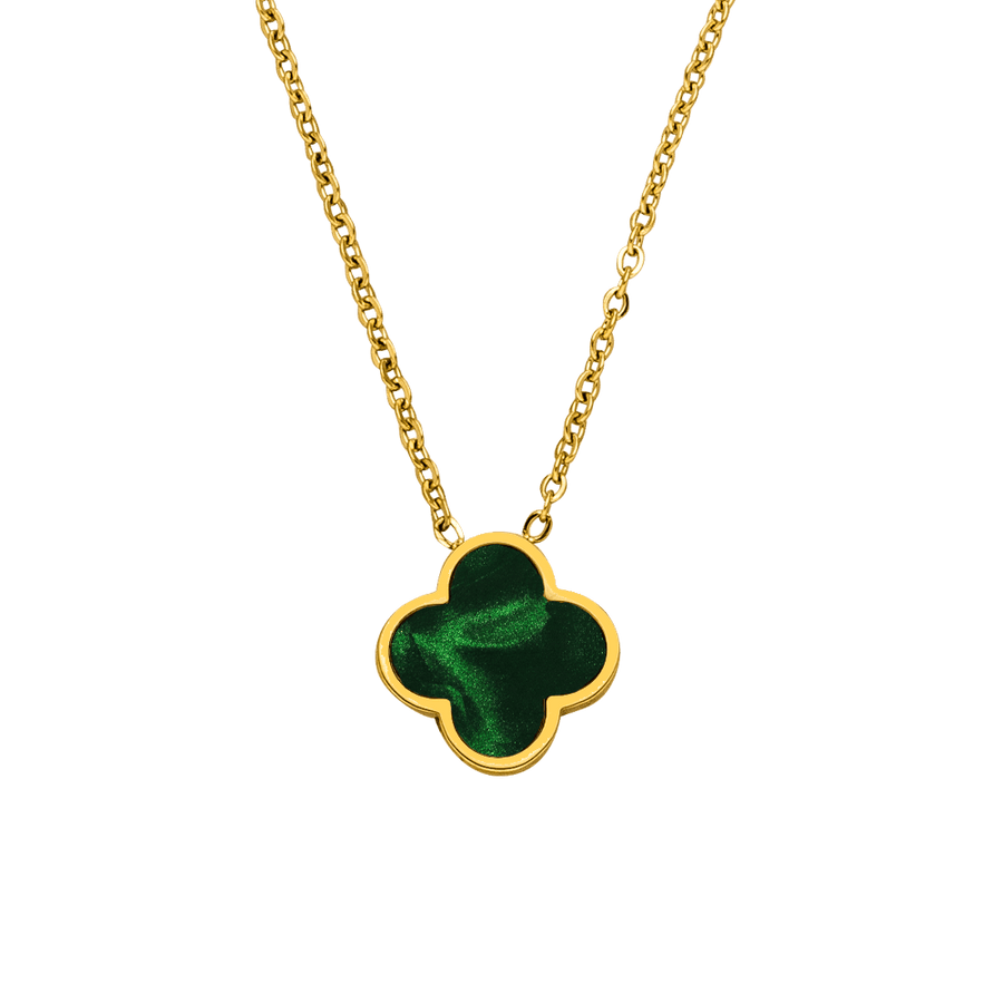 Clover Kette Grün 18K vergoldet Kleeblatt wasserfest Edelstahl