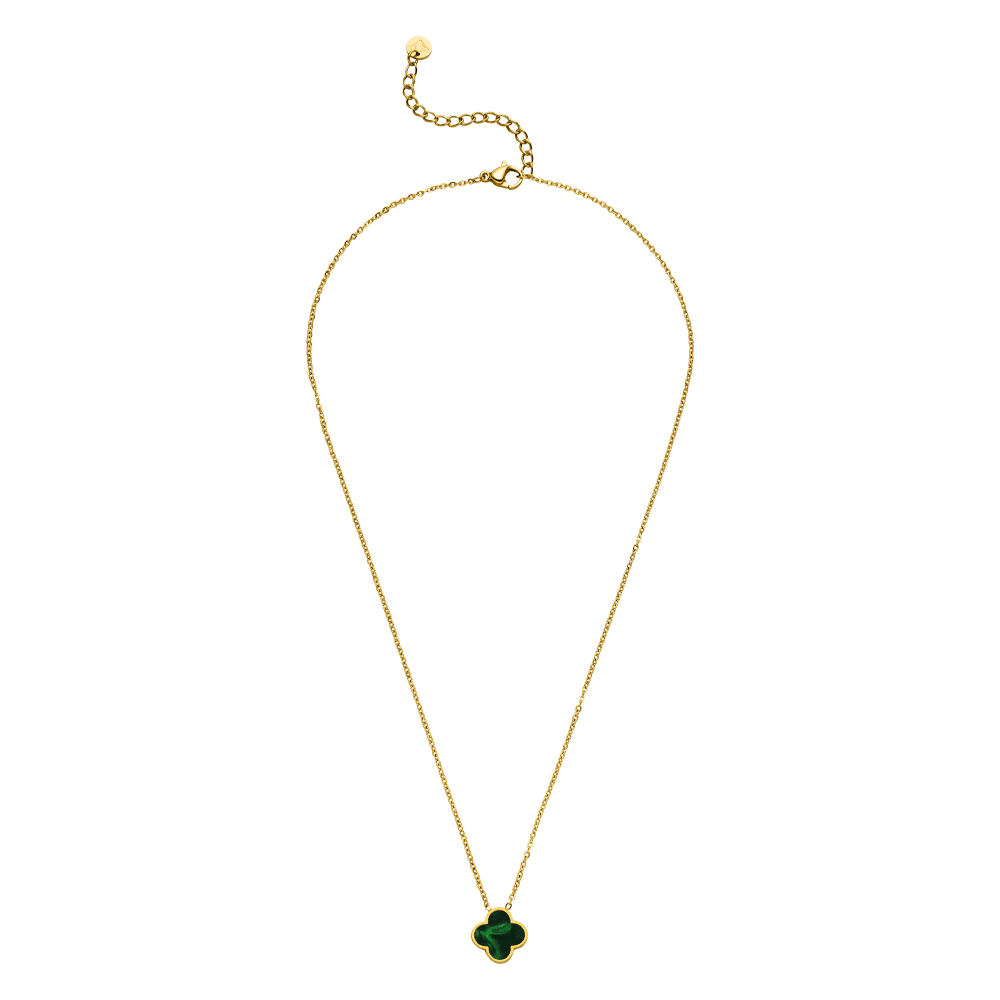 Kleeblatt Kette Grün 18K vergoldet wasserfest Edelstahl Clover