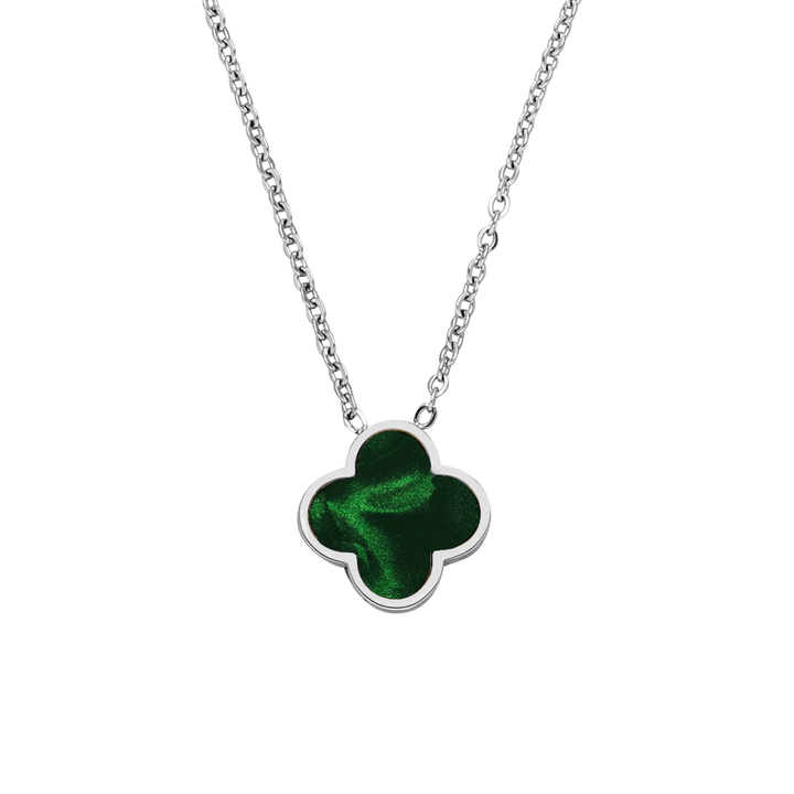 Clover Kette silber Edelstahl Grün wasserfest Kleeblatt