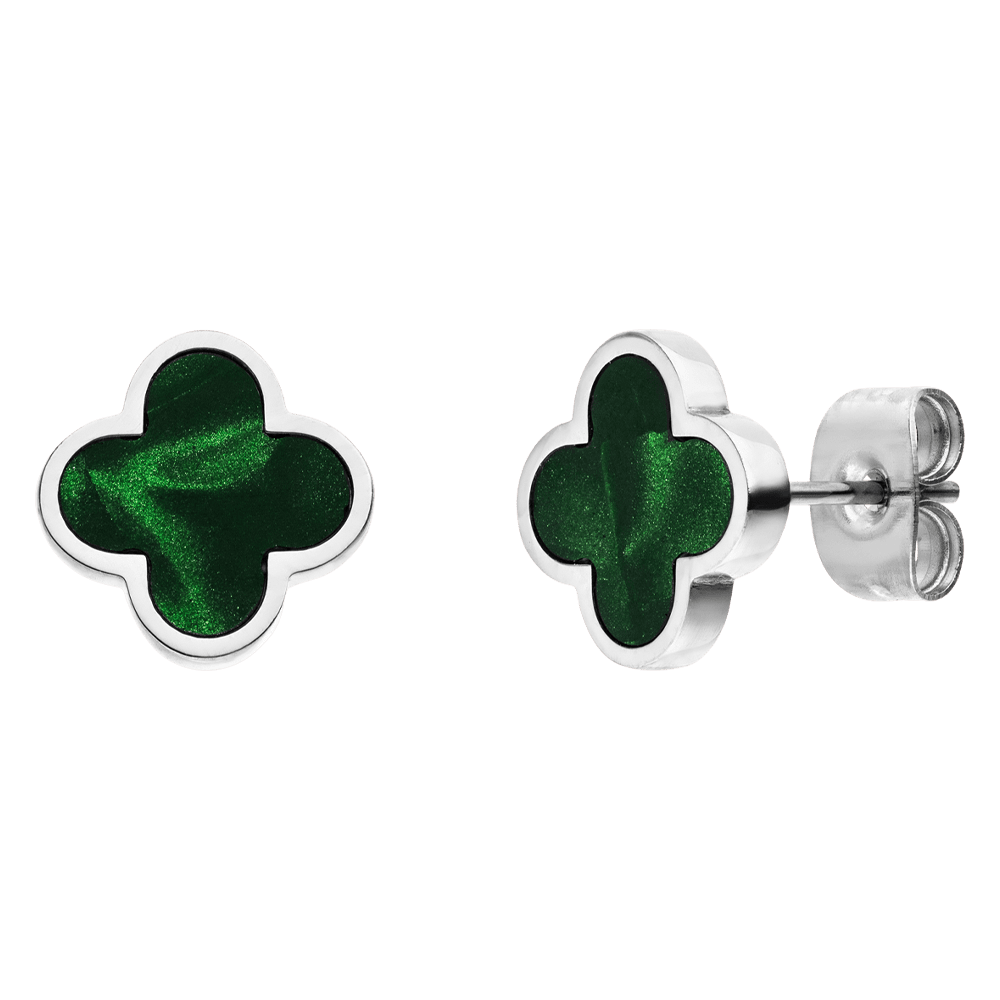 Kleeblatt Ohrstecker Grün Silber wasserfest Edelstahl