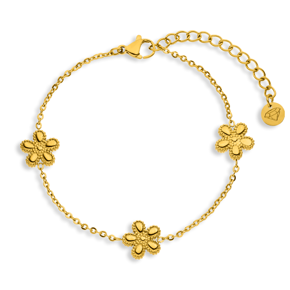 Blumen Armband schlicht wasserfest 18K vergoldet Edelstahl