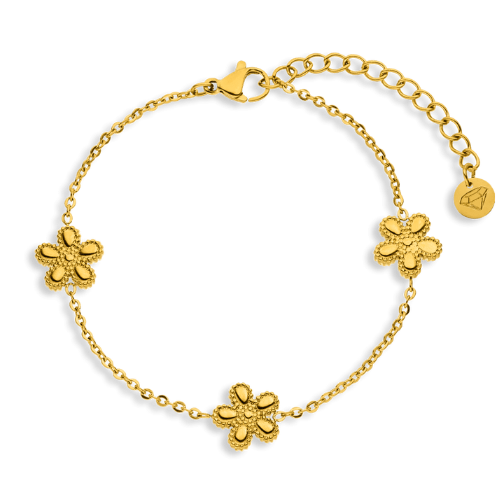 Blumen Armband schlicht wasserfest 18K vergoldet Edelstahl