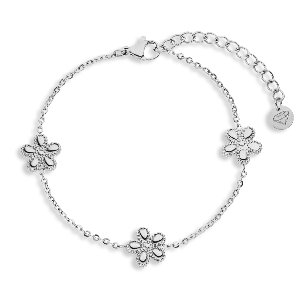 Blumen Armband wasserfest Silber Edelstahl schlicht