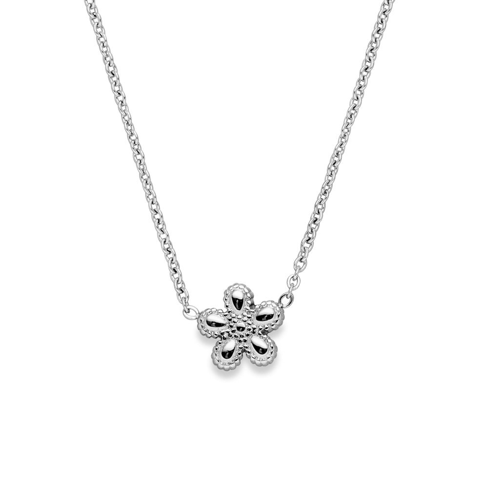 Blumen Kette Silber Edelstahl wasserfest Halskette schlicht