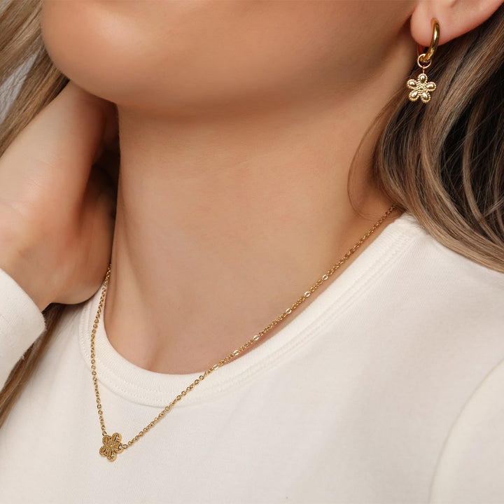 Blumen Schmuck wasserfest 18K vergoldet Edelstahl