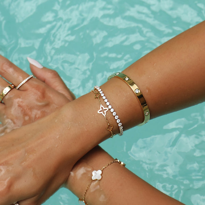 Kleeblatt Armband wasserfest Edelstahl 18K vergoldet