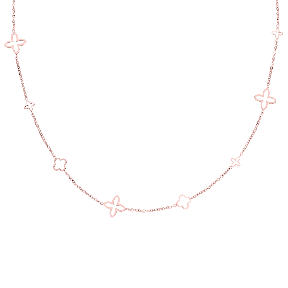 Clover Kette Kleeblätter Roségold Edelstahl wasserfest