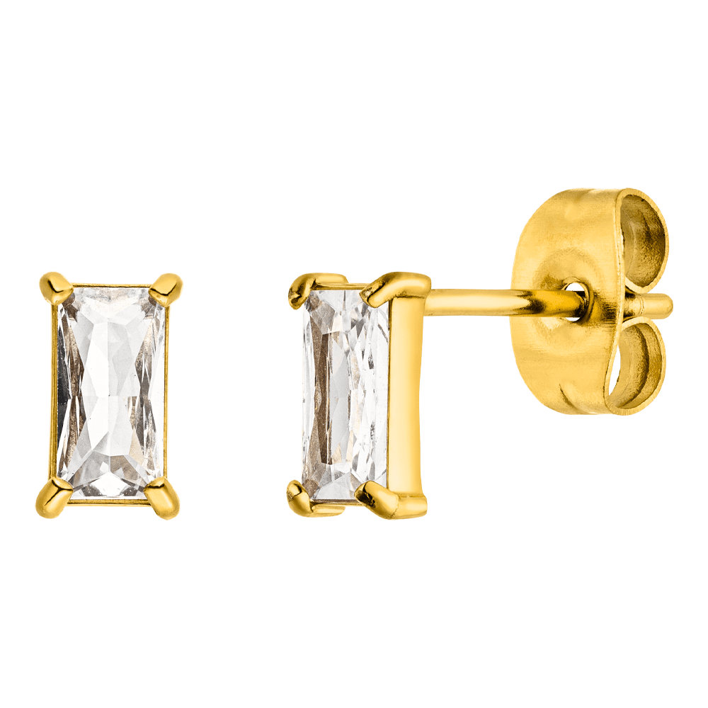 Baguette Ohrstecker wasserfest 18K vergoldet Damen
