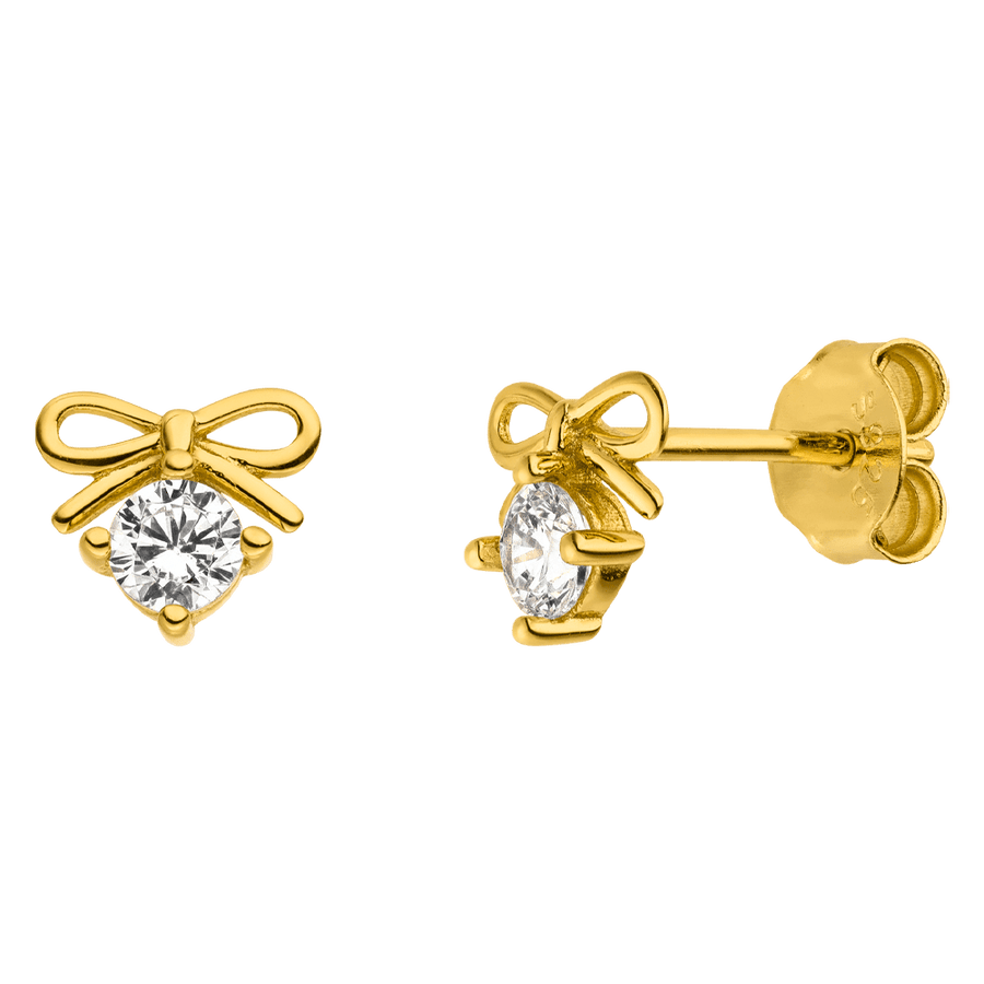Schleifenohrringe Sterling Silber Zirkonia Stein