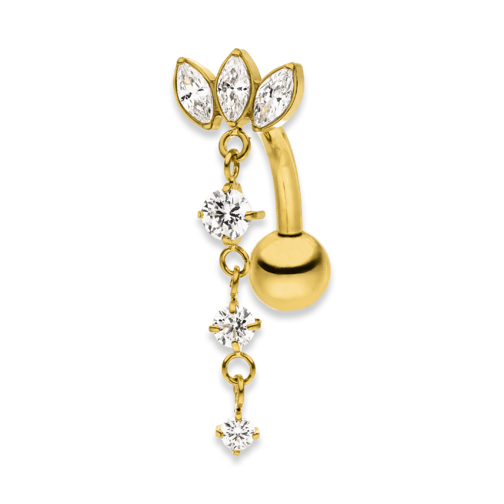 Bauchnabel Piercing Lotus Blüte Titan wasserfest Glitzer Anhänger