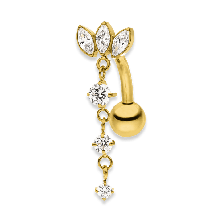 Bauchnabel Piercing Lotus Blüte Titan wasserfest Glitzer Anhänger