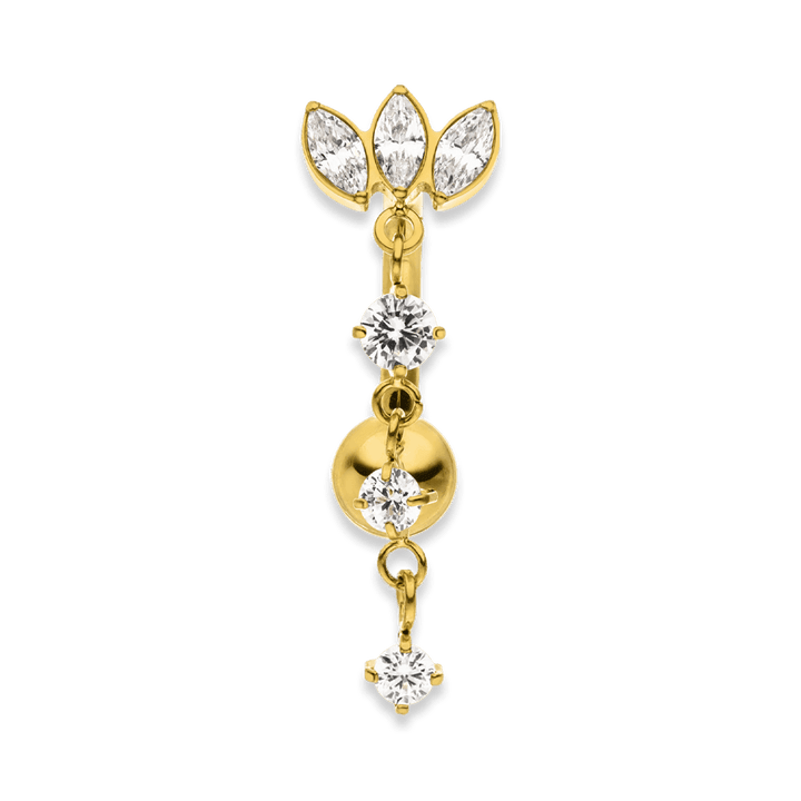 Lotus Blüte Bauchnabel Piercing Titan 18K vergoldet wasserfest