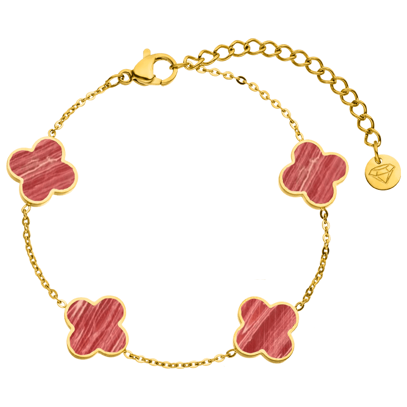 Clover Armband Rot wasserfest 18K vergoldet Edelstahl