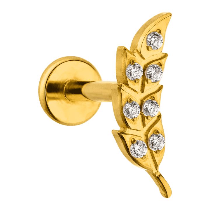 Feder Labret Ohrpiercing vergoldet Titan Helix