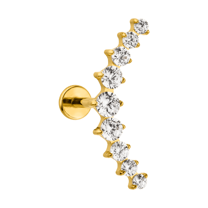 Titan Piercing Labret Glitzer Steinchen gebogene Linie