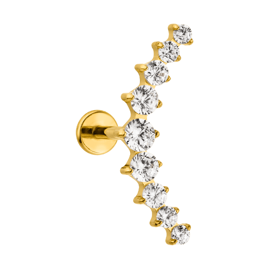 Titan Piercing Labret Glitzer Steinchen gebogene Linie