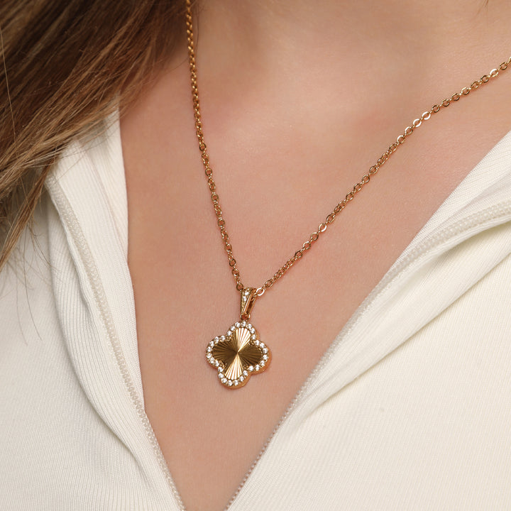 Kleeblatt Kette Clover 18K vergoldet wasserfest Edelstahl