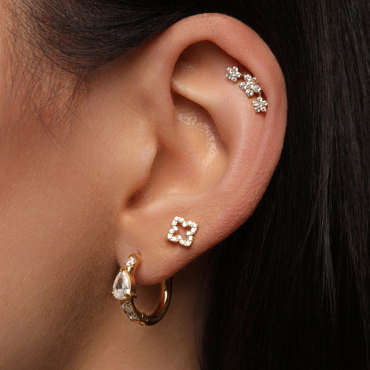 Clover Piercing Glitzer Steinchen wasserfest 18K vergoldet