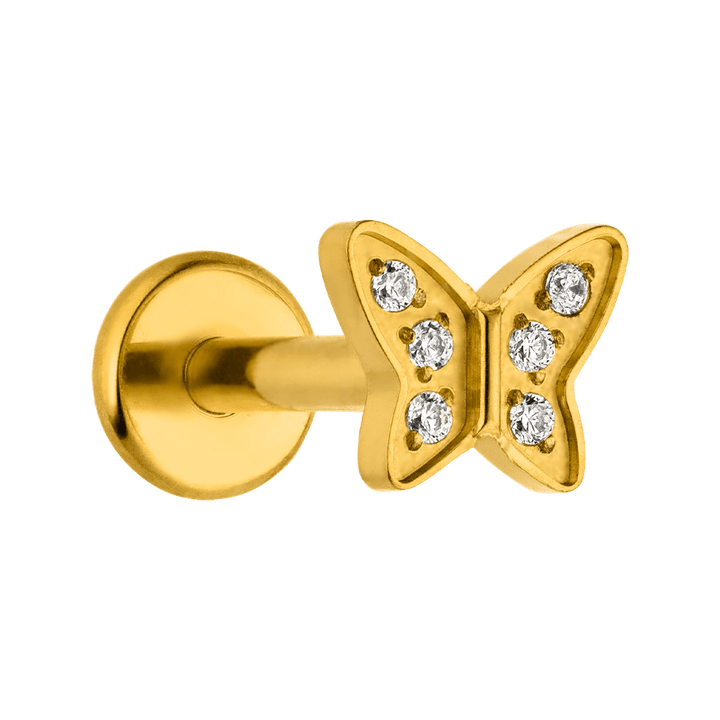 Schmetterling Ohrpiercing Titan vergoldet Labret Helix