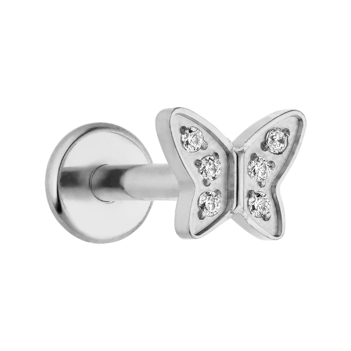 Schmetterling Titan Ohrpiercing Silber Steinchen Helix Conch