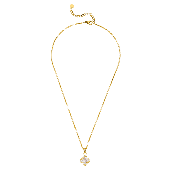 goldene Kleeblatt Kette clover gold Steinchen wasserfest